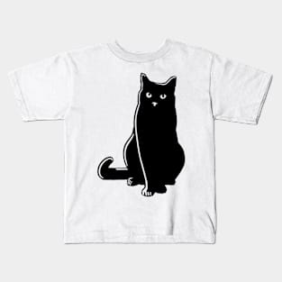 Cat Black Silhouette Pet Animal Cool Style Kids T-Shirt